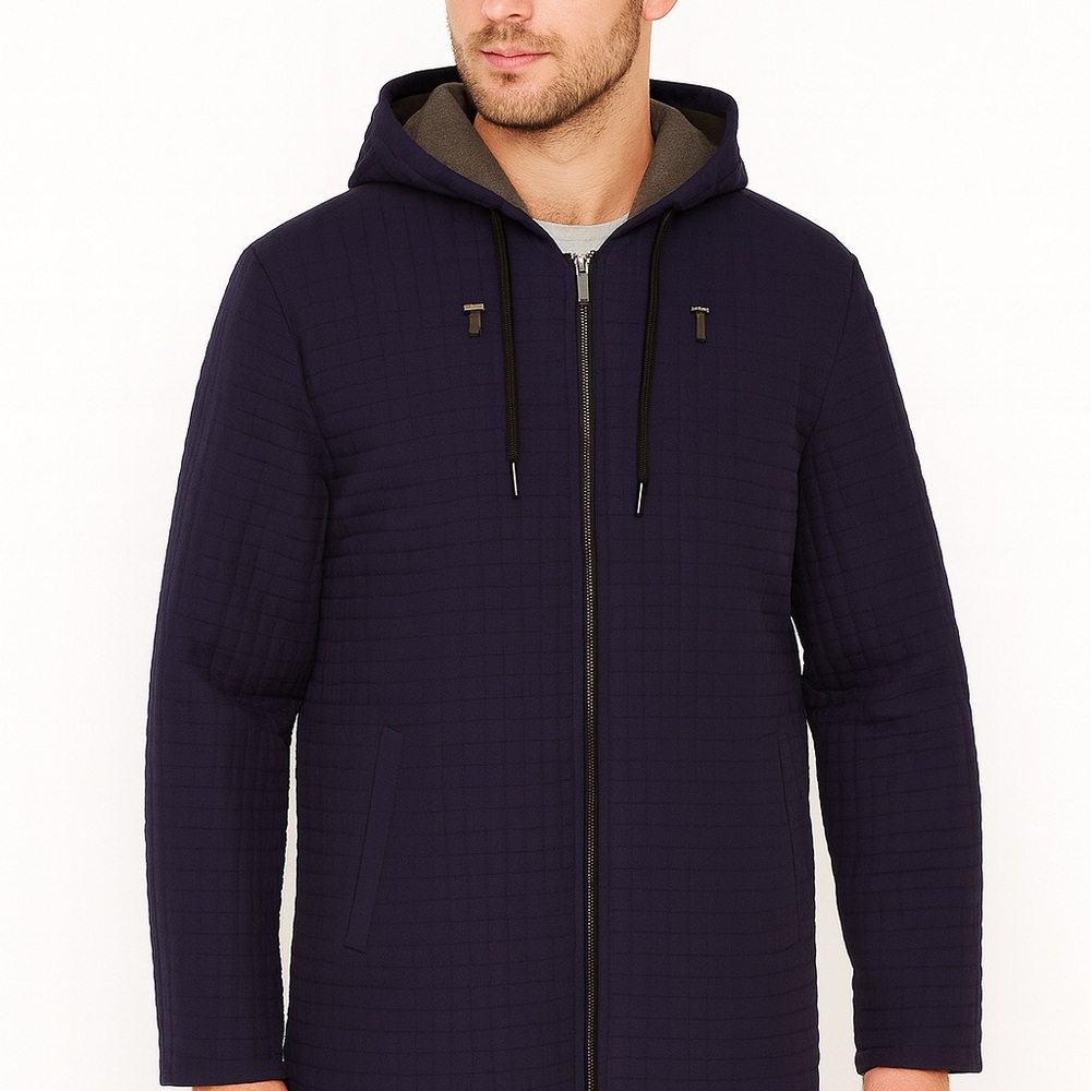Aeros by Kristen Blake Men’s Blue Quilted Hooded Jacket - Size M